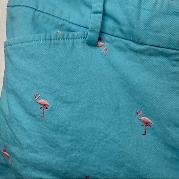 Talbots Women's Blue Pink Flamingo Print Chino The Perfect Short Size 10 GUC - Picture 2 of 5